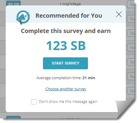swagbucks recommended survey